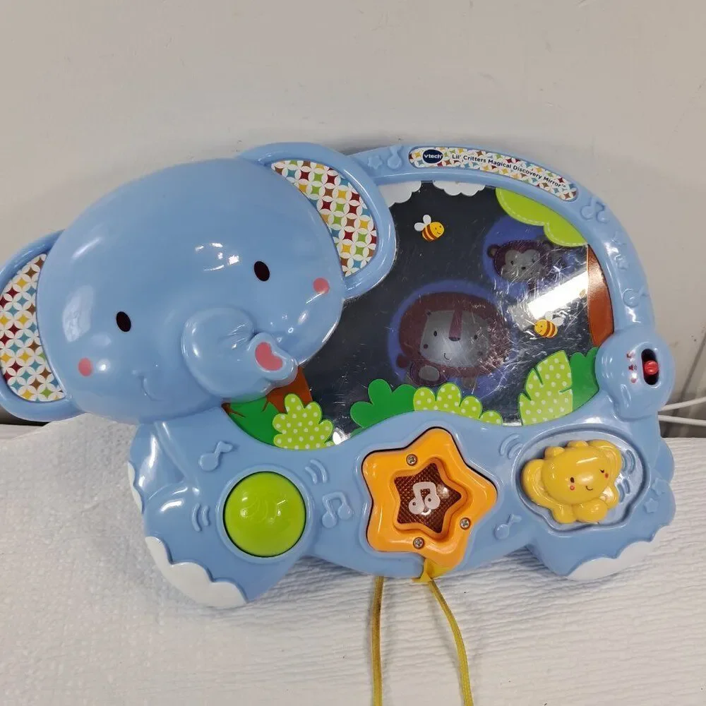VTech baby Lil’ critters Magical discovery mirror elephant toy music lights WORK